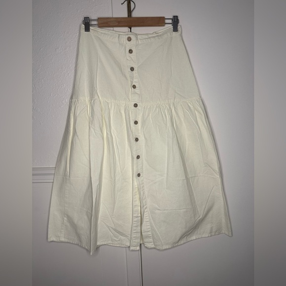 Free People Ivory Button-Down A-Line Skirt size 4 - Picture 1 of 6